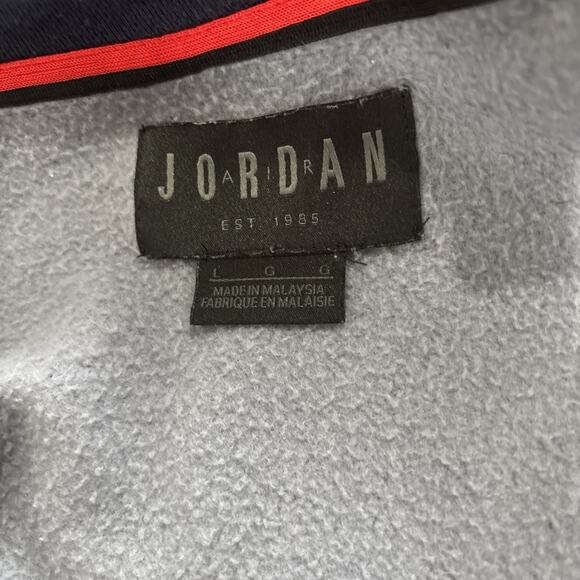 Vintage Jordan Hoodie Mens L Blue Sweatshirt Jumpman Basketball Team Zip Sweater - Picture 5 of 7